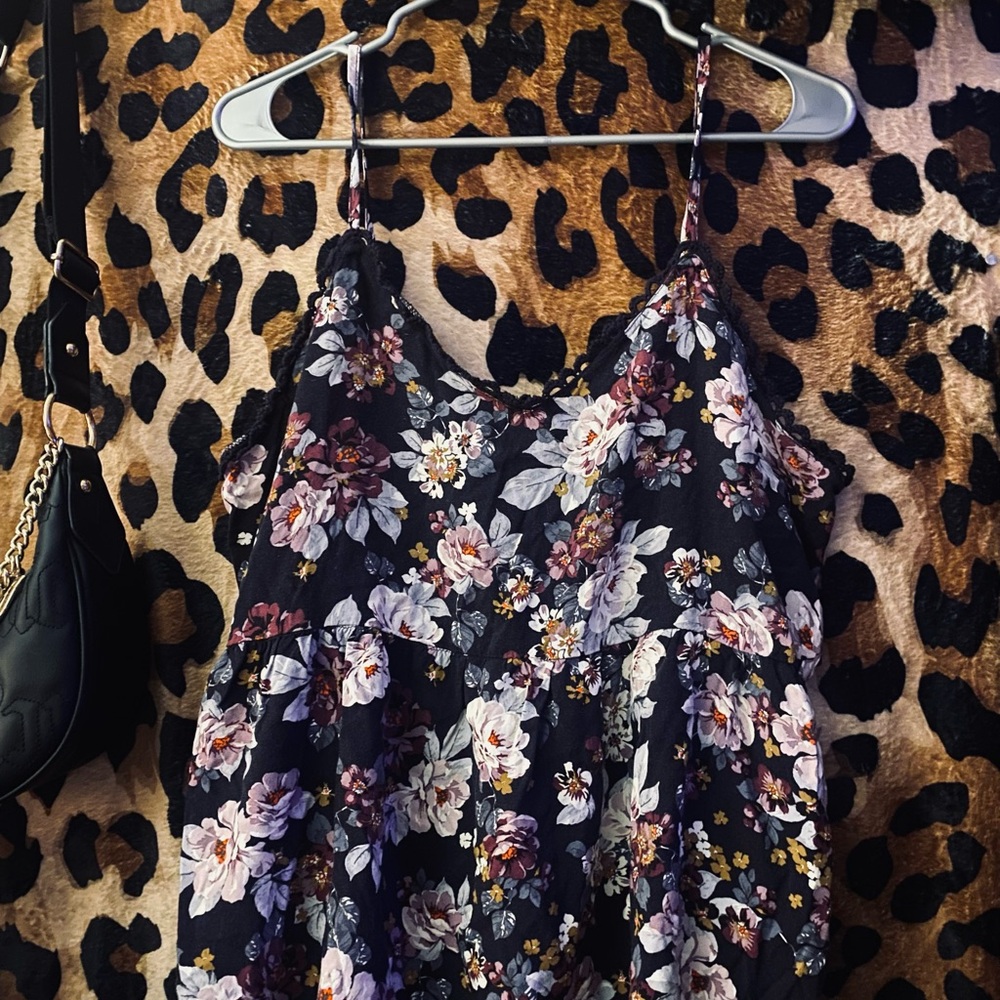 Maurices Black Floral Tank Top
